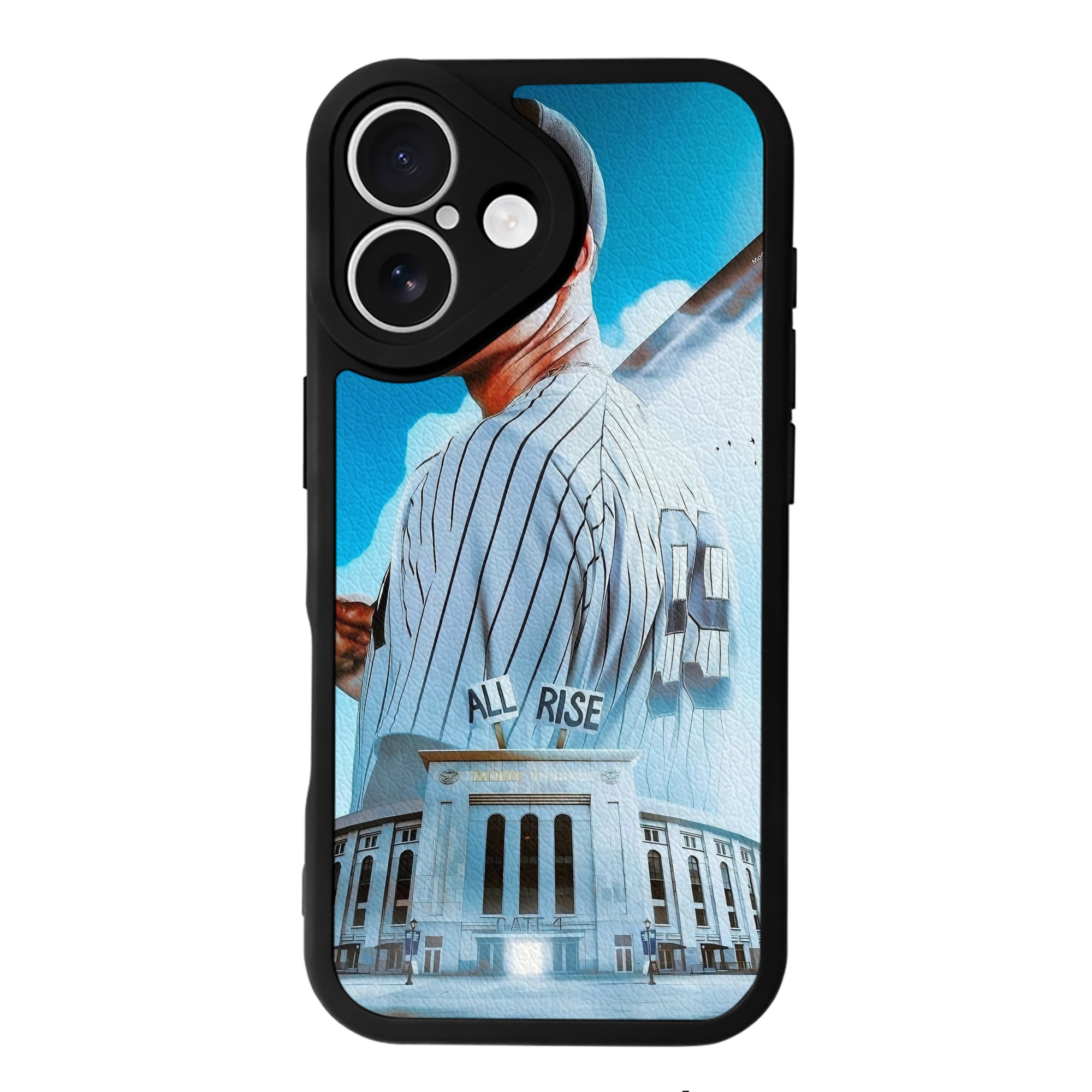 Aaron Judge 99 All Rise IPhone 16 Silicone Leather Case – UV Print, Lambskin Texture – Perfect Fit, Wireless Charging Compatible, Scratch Resistant, Precise Cutouts – Stylish Protection For IPhone 16